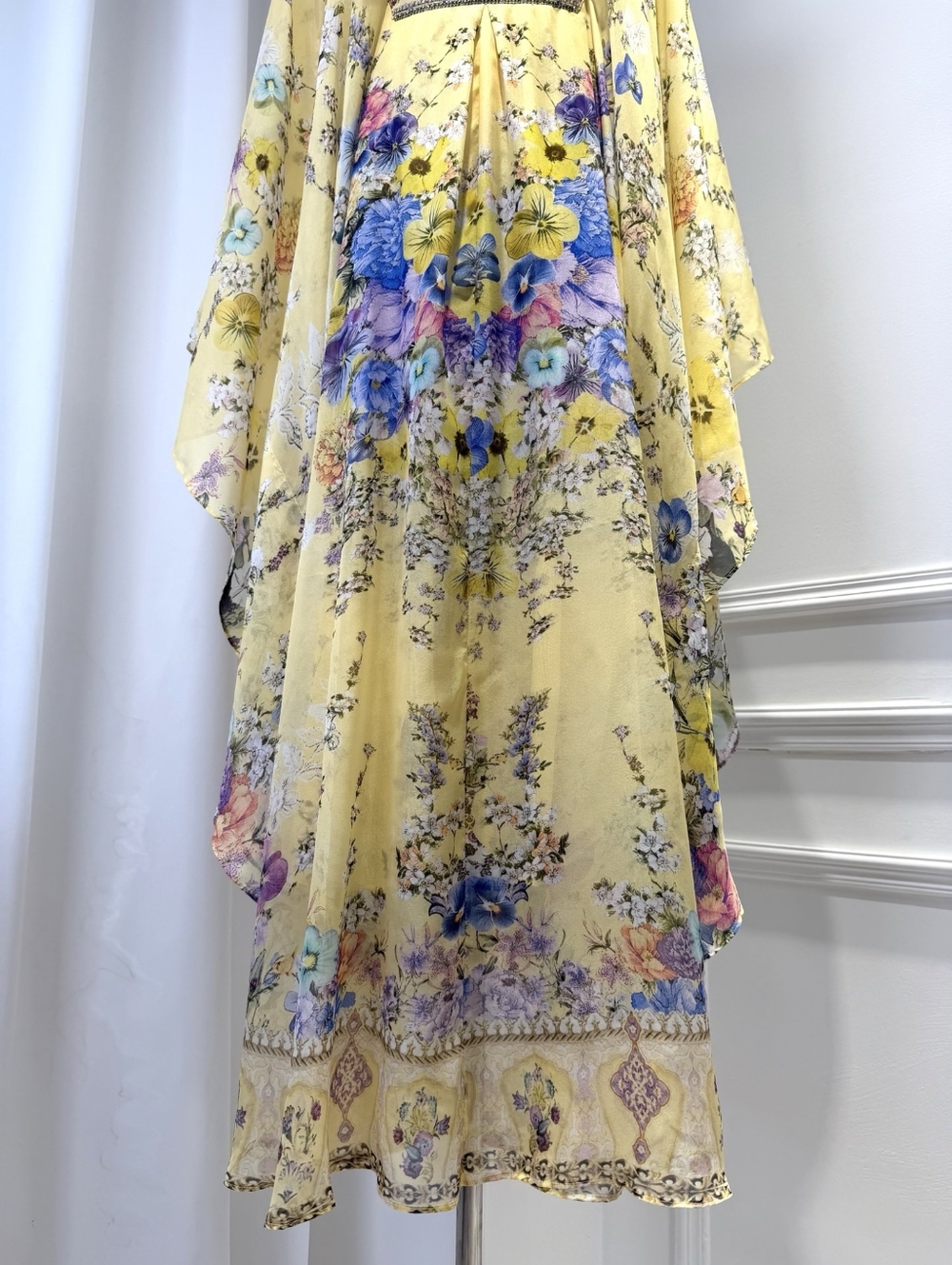 Camilla long kaftan Dress with waist detail In Darling buds - Picture 9 of 16